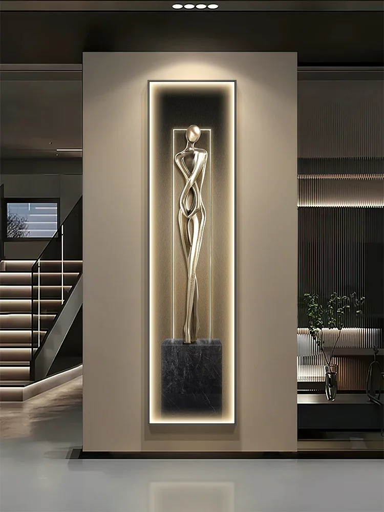 Crystal Porcelain Art Abstract Figure Indoor Painted LED Wall Light Hanging in Living Room Restaurant Wall Decoration Painting
