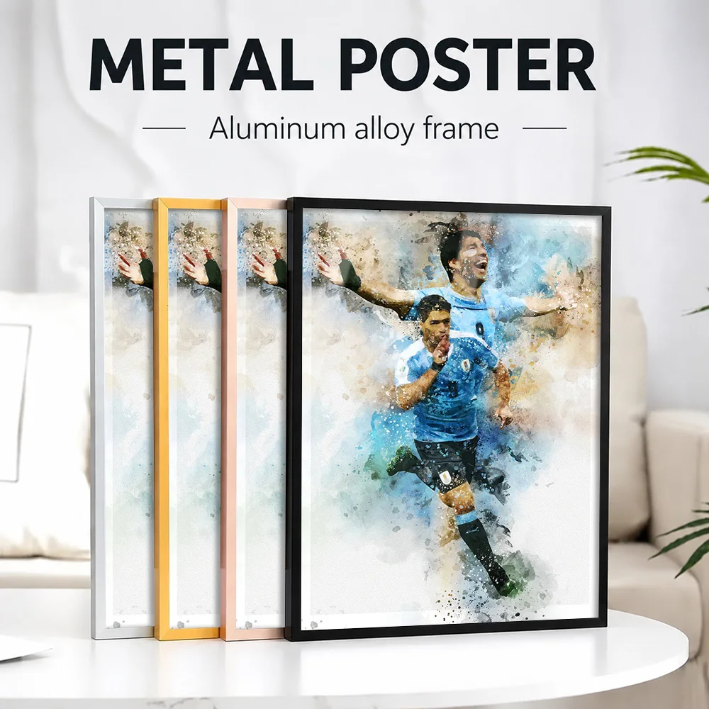 The Legend Luiz Suarez Framed Metal Poster Personalized Photo Energetic Graphic Style Wall Art For Teen Bedroom Supporter Gift