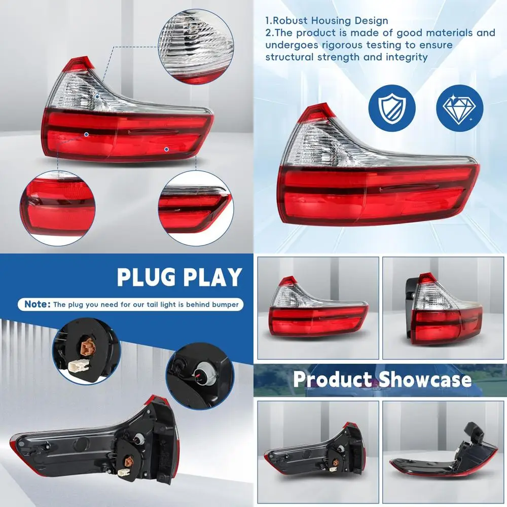 

2015-2020 Toyota Sienna Rear Brake Light Assembly, Passenger Side, Red Lens, Right Tail Lamp, Compatible with Base/L/LE/XLE/Limi
