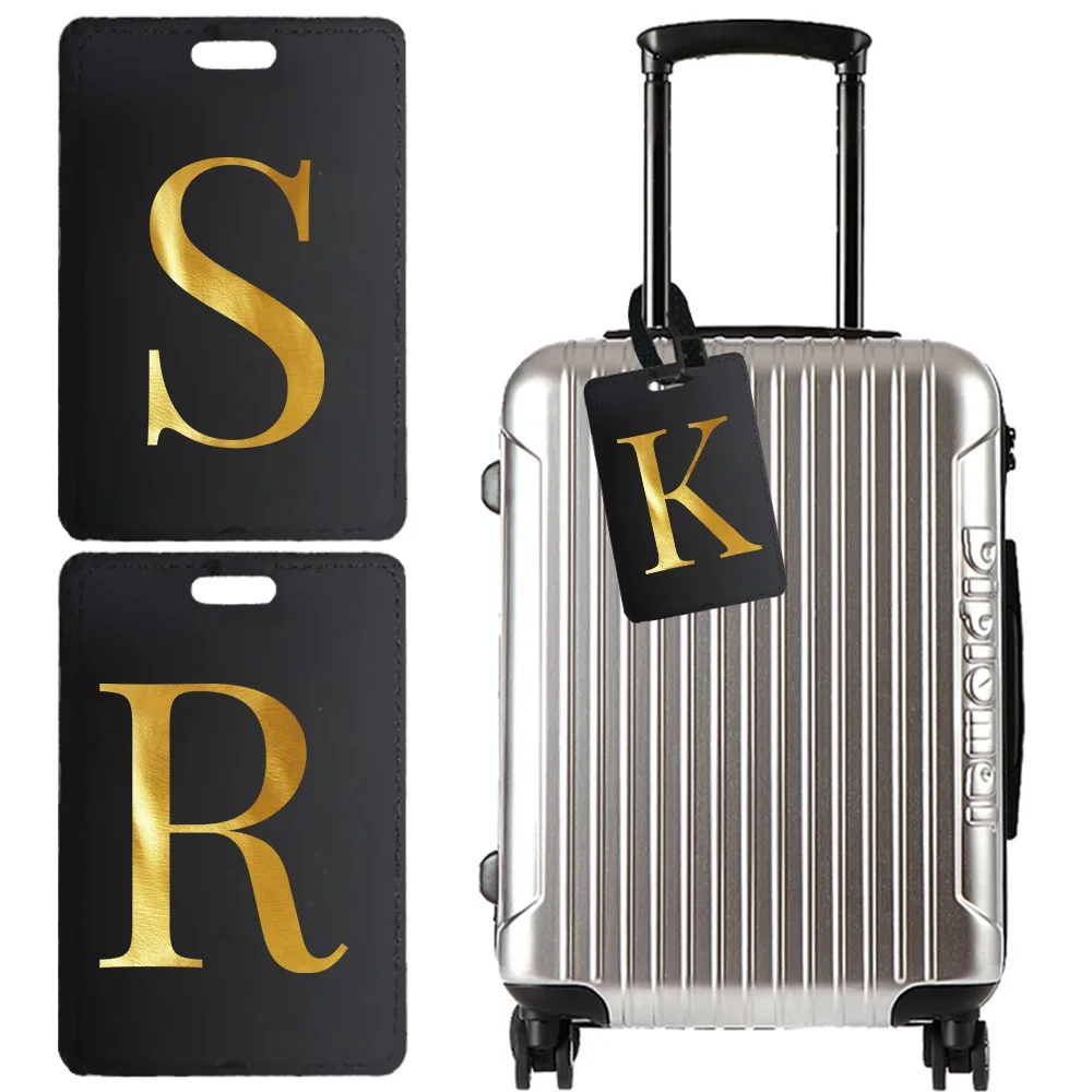 

PU Portable Luggage Tag Baggage Handbag Aircraft Tag Leather Business Luggage Tag Travel Accessories Unisex letter Pattern