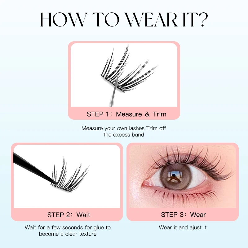 Cils auto-adhésifs 80 grappes de cils sans colle cils individuels grappes de cils souples cils auto-adhésifs réutilisables