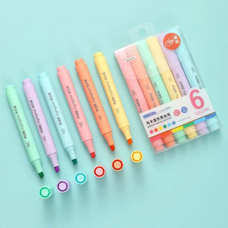 Highlighters Bulk Aesthetic Markers 6pcs Soft Highlighters Versatile Highlighters For Practicality Kids Home Work Teenagers