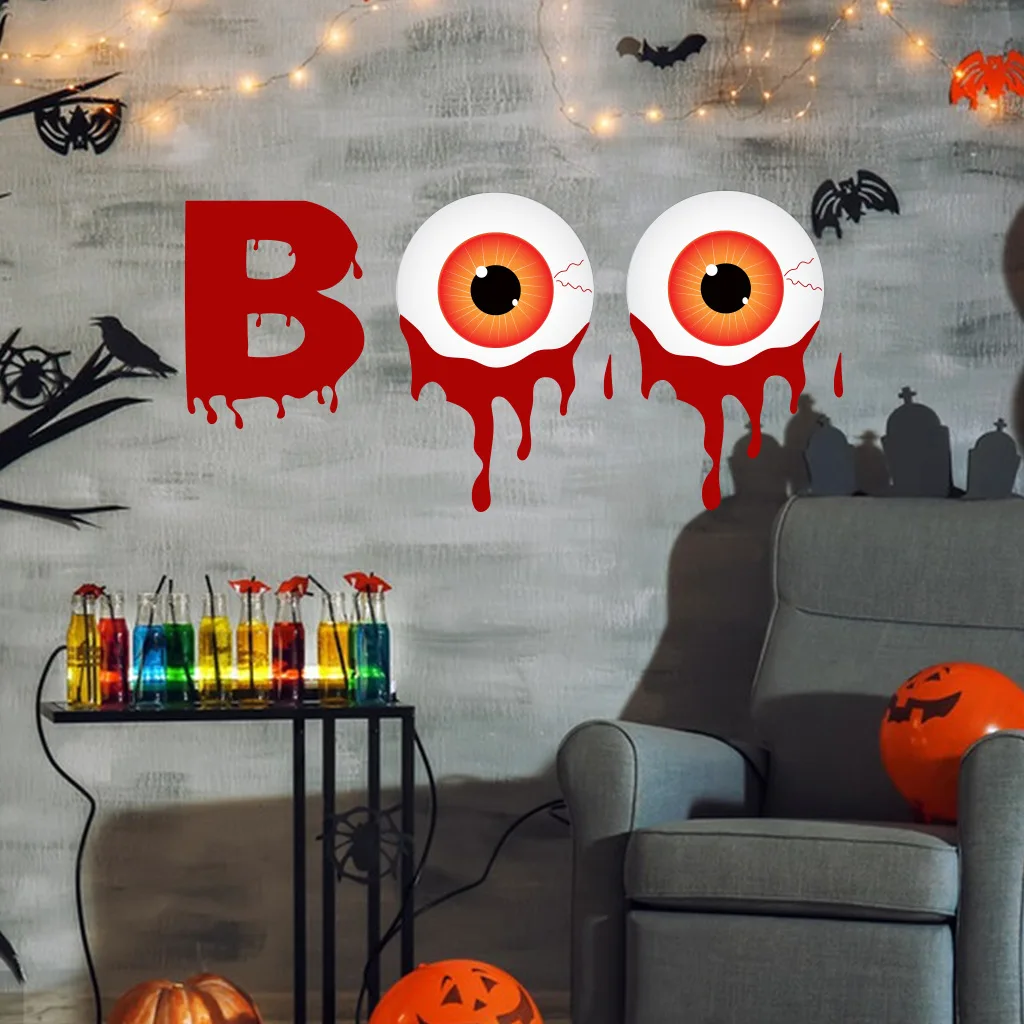 Halloween Letter Stickers Terror Eyeball PVC Sticker Bedroom Living Room Floor Sticker Halloween Decoration Wall Decal