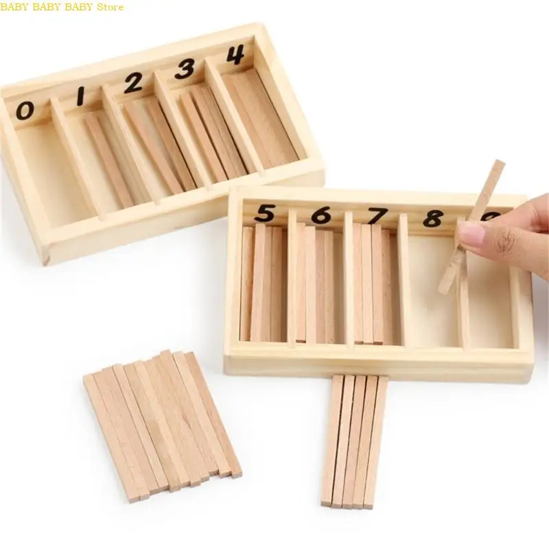 Q81A Natuurlijke houten spindelbox Wiskunde Tel speelgoed met kleurherkenning voor kinderen