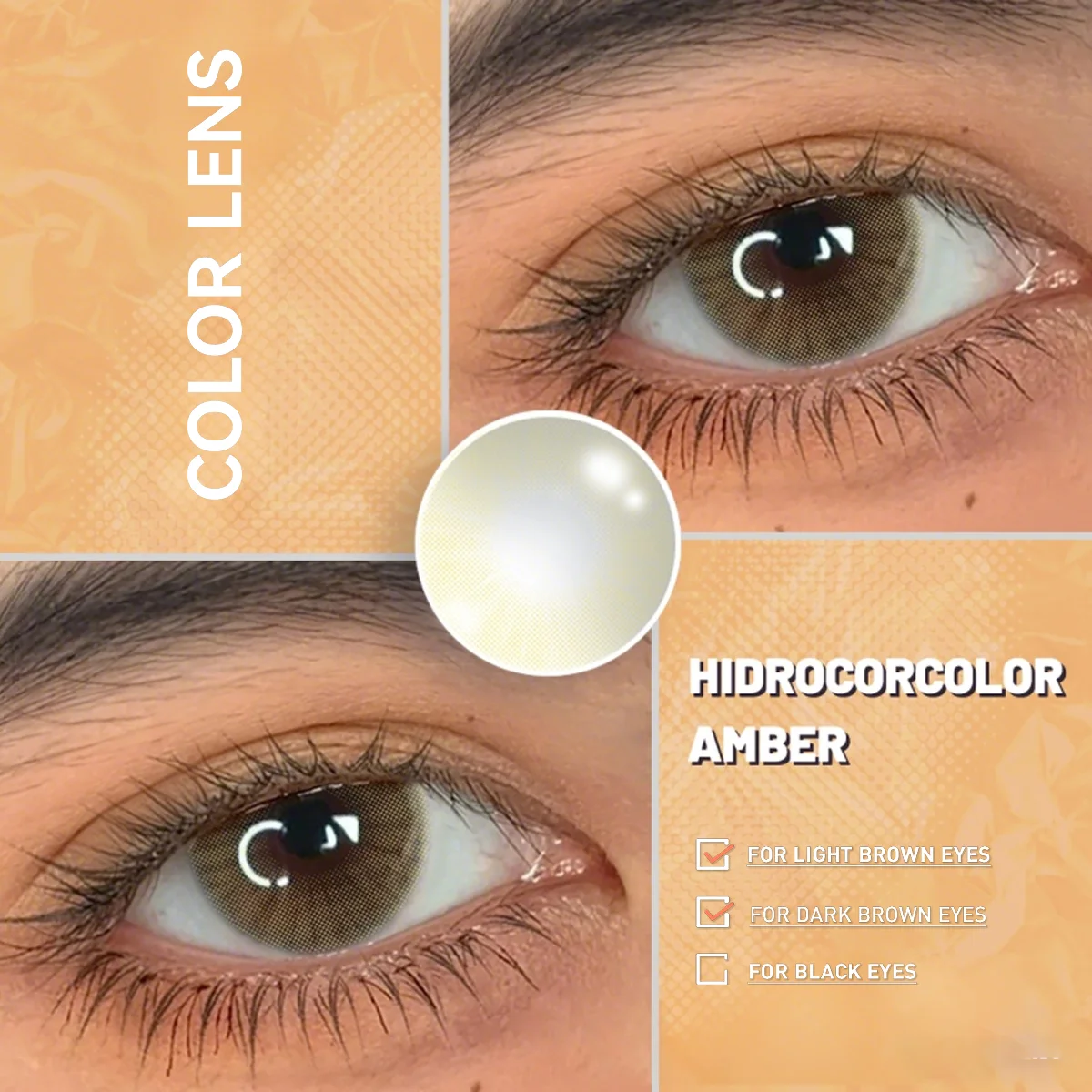 Visuashow Hidrocorcolor Bernstein-Braune Farblinsen für Augen, mit Natürlicher Kleiner Pupille, Jährlich mit Stärke. Weich und bequem, perfekt für den täglichen Gebrauch und das elegante Schönheits-Make-up – Detail 2
