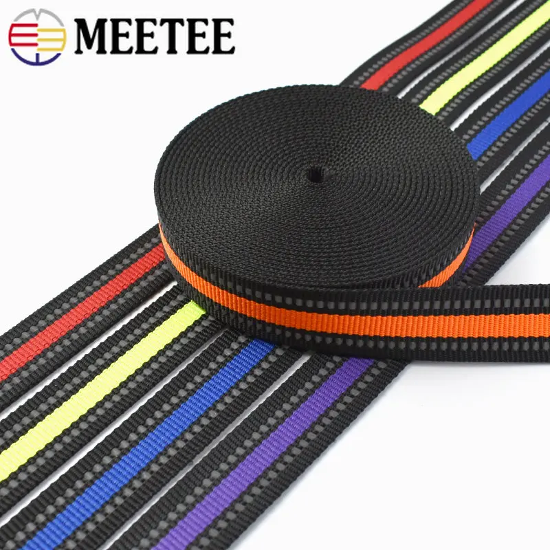 2/4M 15/20/25mm Reflective Webbing Tape Polyester Ribbon For Bag Strap Clothes Backpack Bias Binding DIY Belt Sewing Accessories