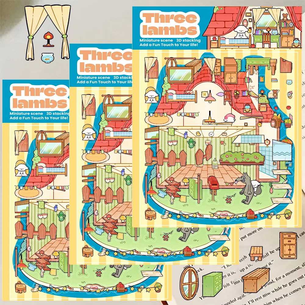 

2 шт., три овцы, наклейки для лабораторной сцены, Harajuku, скрапбук, украшение для велосипеда, гостиная, персонализированная красивая забавная наклейка