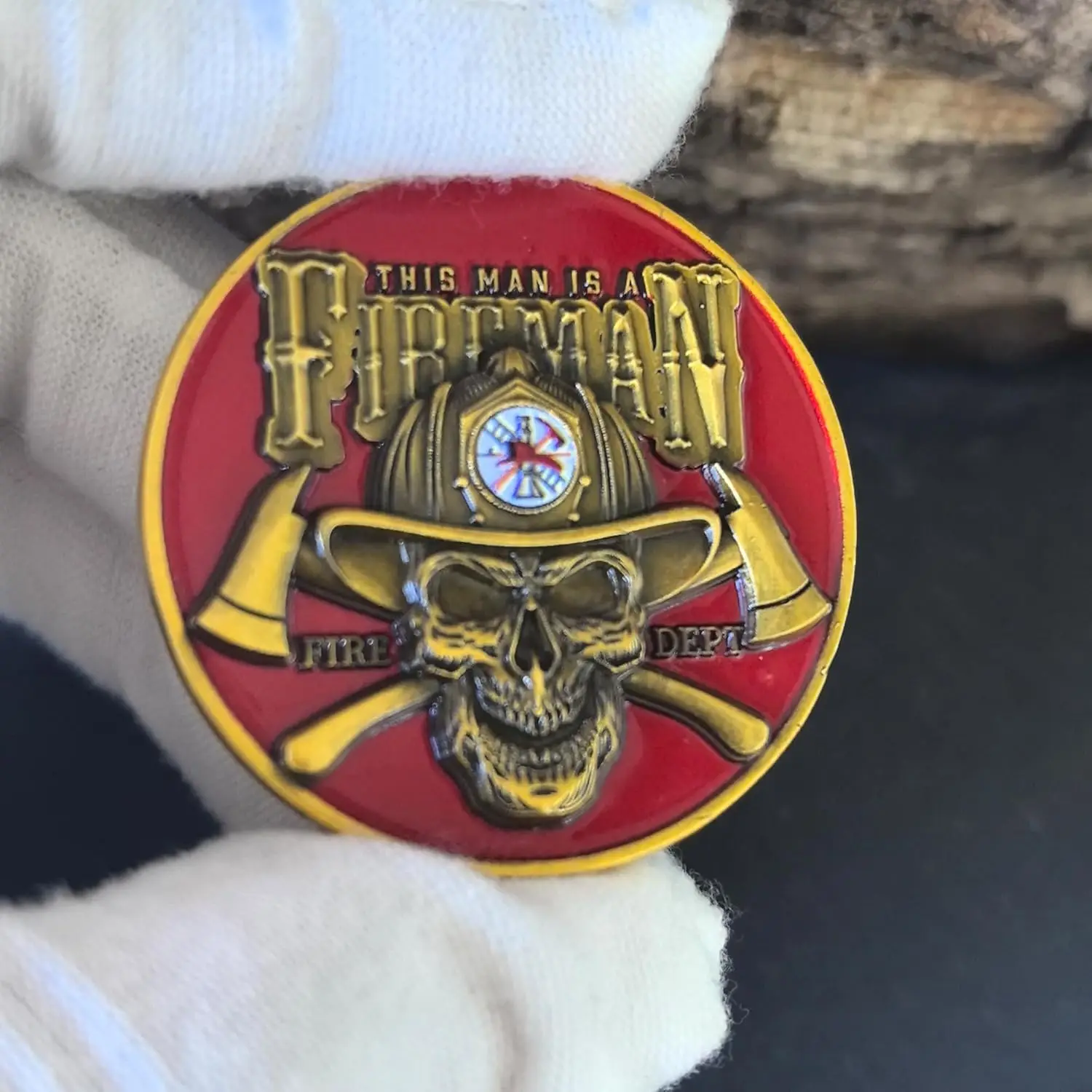 عملة تحدي Firefighter Honor & Bravery - وسام تحية باللونين الأحمر والذهبي مقاس 1.57 بوصة، هدية ملهمة للشجاعة والخدمة #3