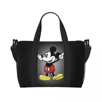 여성용 맞춤형 미키 마우스 비치 토트백, 대형 구획 해변 체육관 여행 가방