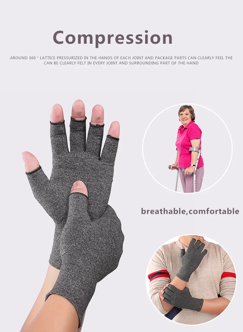 Kompressionshandschuhe für Arthritis, Baumwolle, Gelenkschmerzen-Linderung, Handgelenkstütze, Handbandage für Frauen und Männer, Therapie-Handgelenkband, Kompressionshandschuhe – Detail 7