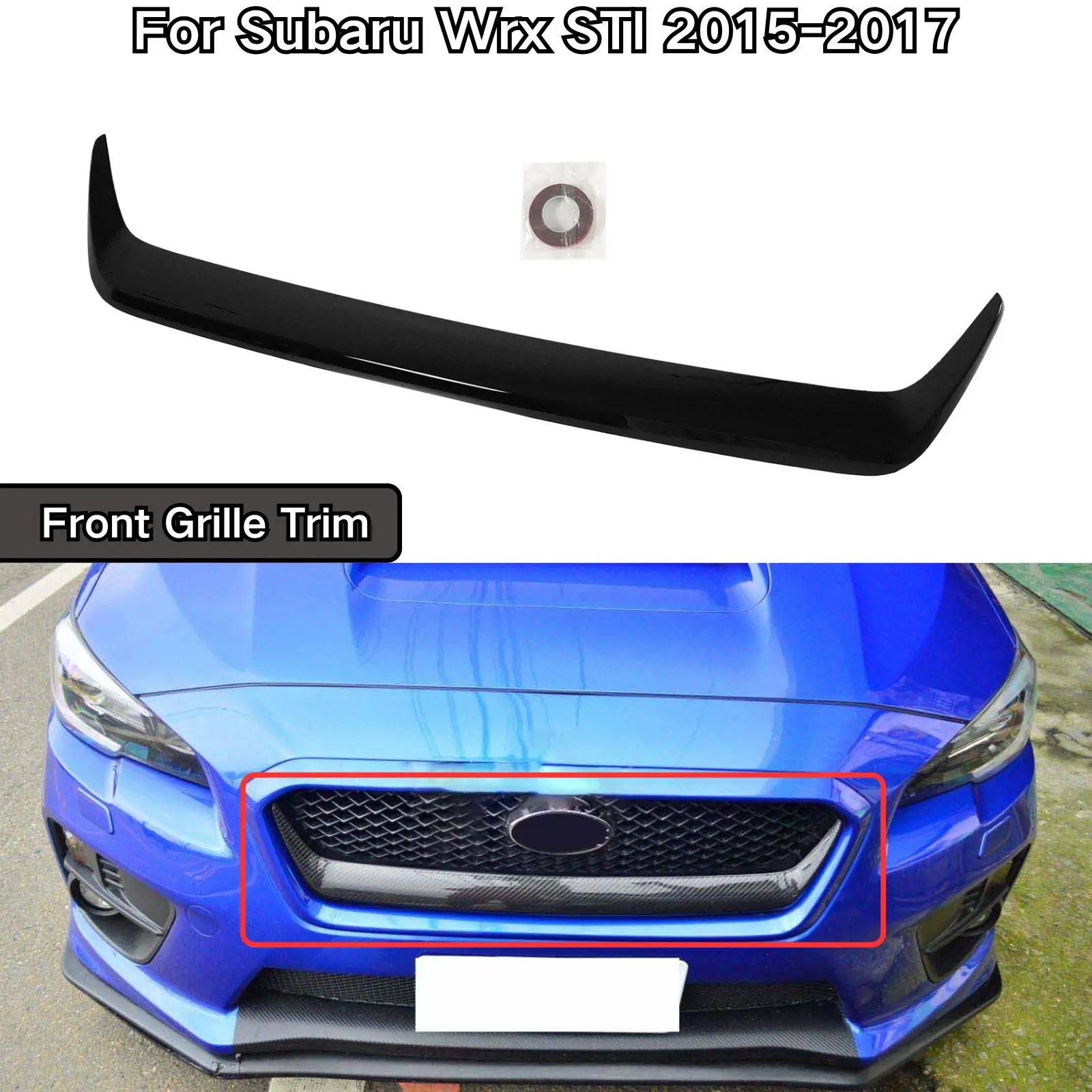 

For Subaru Wrx STI 2015-2017 Front Grille Trim Insert Glossy Black Carbon Fiber Print Body Kit Car Accessories ABS Plastic