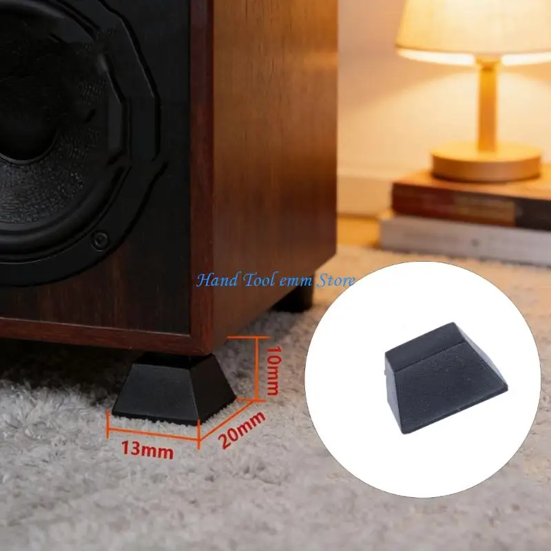 

H37F 8Pcs High Grip Trapezoidal Rubber Bases Prevent Speaker Shifting While Protecting Floor Texture
