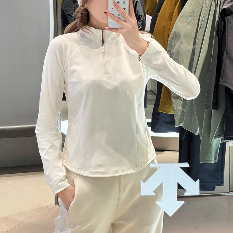 Moisture-wicking quick-dry knit top with stand collar and long sleeves new 2026 Autumn women's clothing DESCENTE