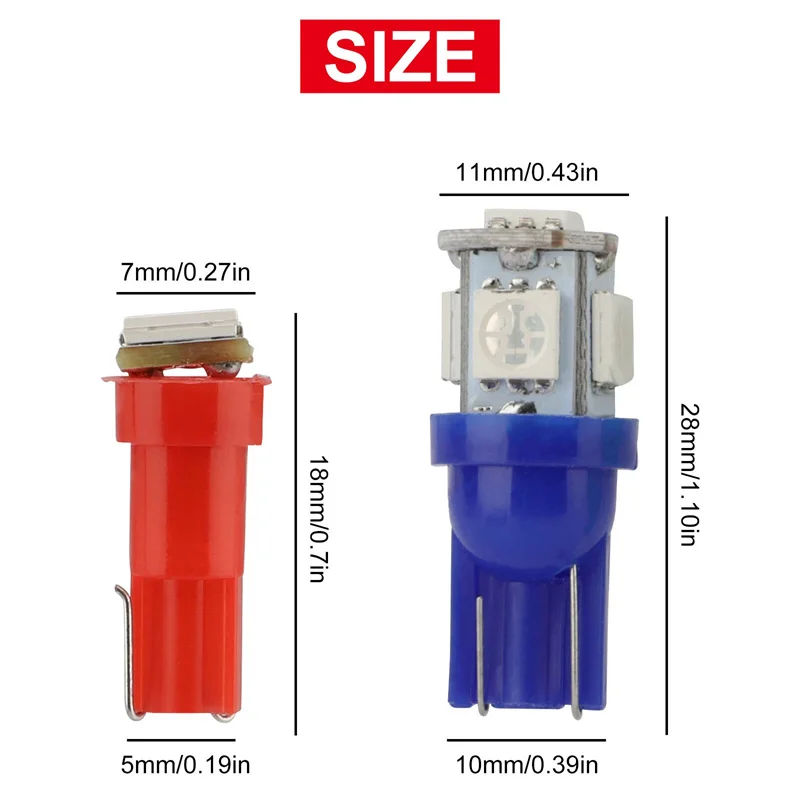 

70 Pieces Of T5, T10, 5050 - SMD LED Speedometer Instrument Gauge Cluster Dash Light Bulbs