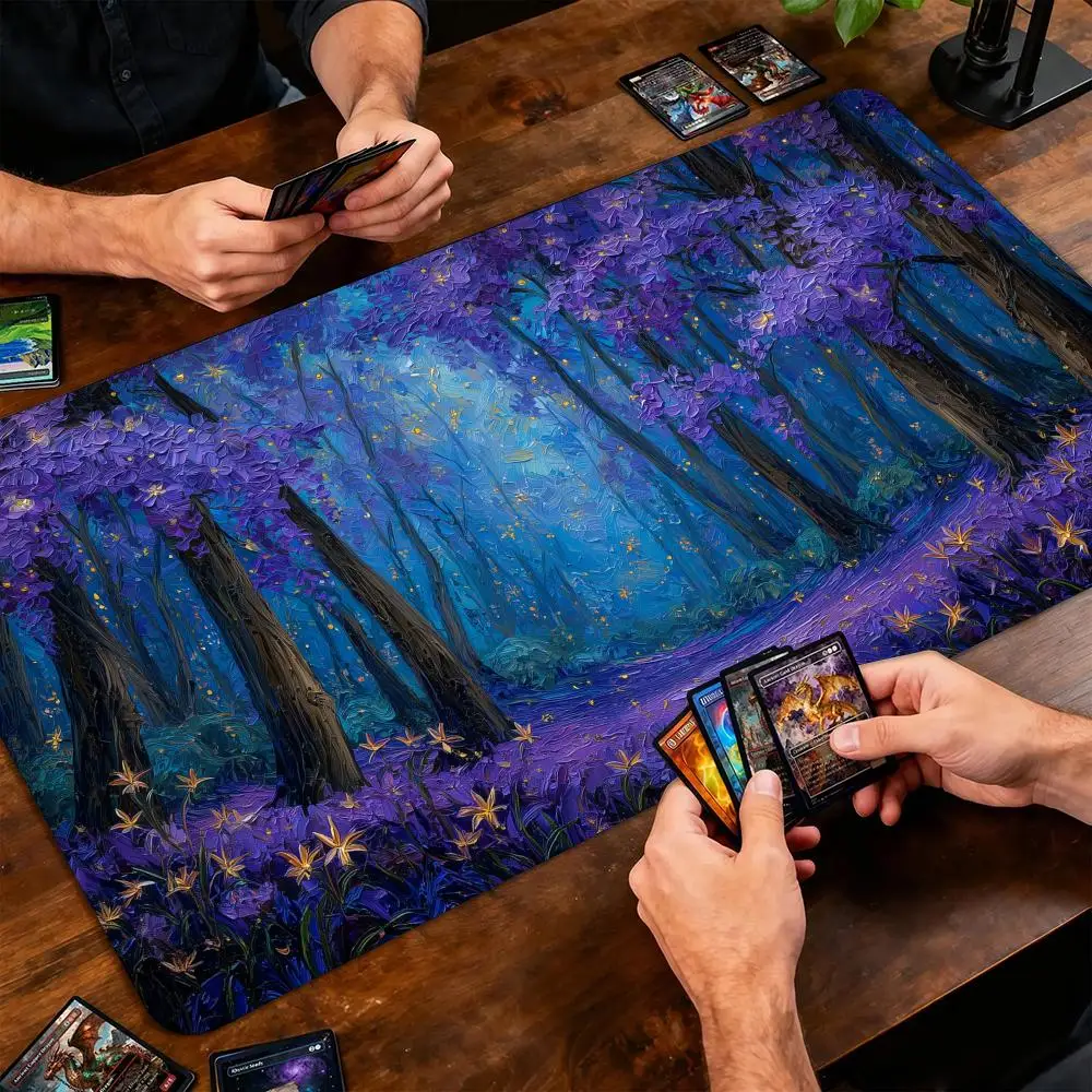 Abstract Art Wisteria Forest Magic Card Battle Mat TCG Playmat Anti-slip Base gathering gaming mats Board Game Mat for TCG