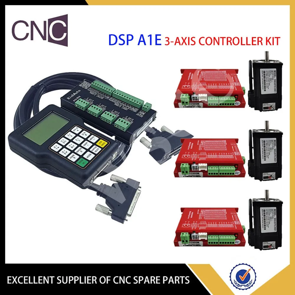 RichAuto DSP A11E Handheld 3-axis CNC Controller Kit Motion Control System Remote Engraving and Cutting NEMA23 Hybrid Servo Moto