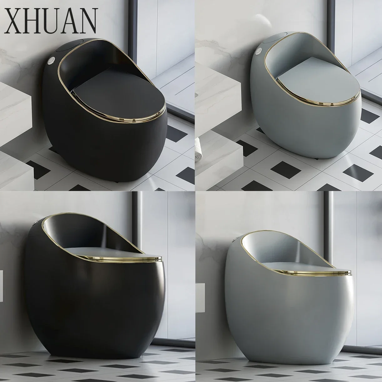 -New design S-trap ceramic bathroom wc commode color toilet bowl round egg shaped one piece toilet