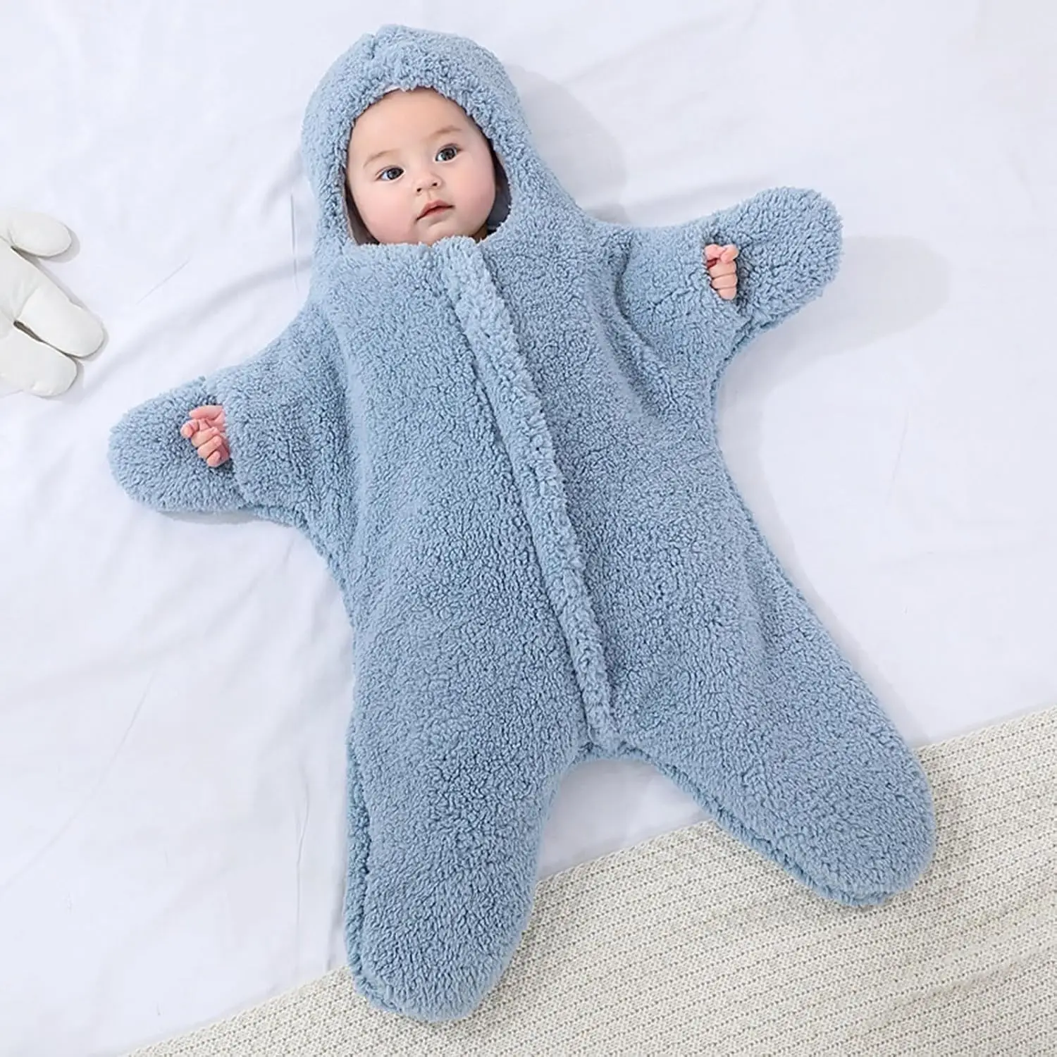 Baby Starfish Thick Imitation Fleece Starfish Newborn Romper Infant Footie Jumpsuit Winter Warm Outfits Keep Warming Baby suit