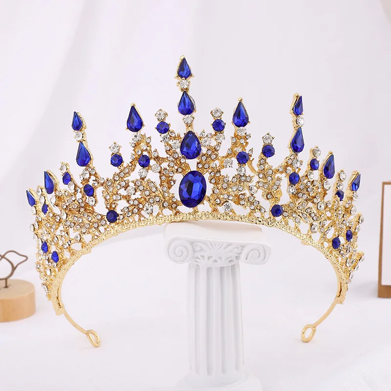 Baroque Vintage Purple Black Crystal Bridal Tiaras Crowns Pageant Diadem Rhinestone Veil Tiara Headband Wedding Hair Accessories