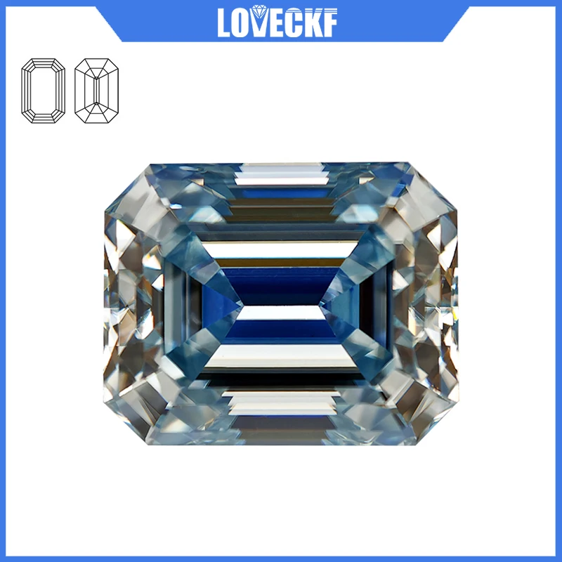 

Ice Blue Colored Moissanite Stone Emerald Cut 0.5-5.0ct VVS1 Pass Diamond Tester with GRA Certificate