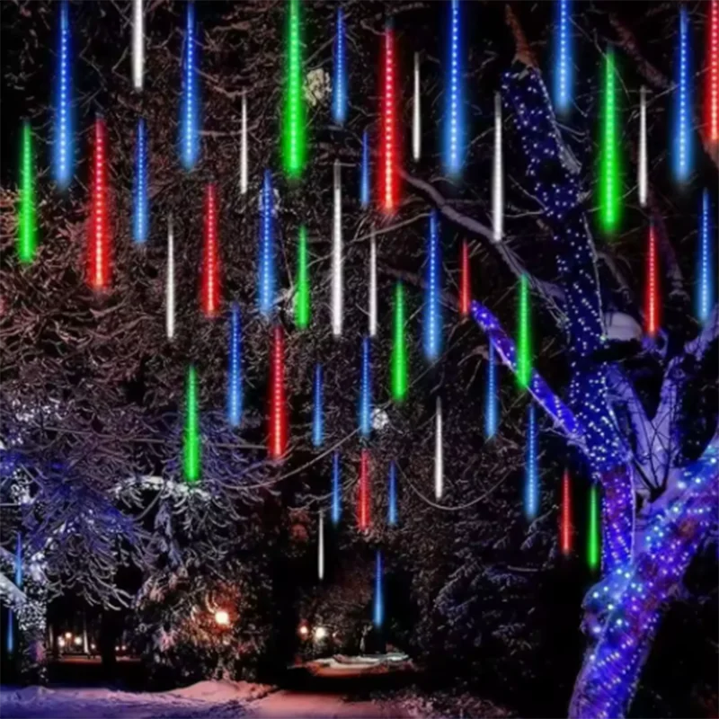 2026 new Football Theme  Lamp 50cm EU Plug Waterproof Meteor Shower Rain 8 Tube LED String Lights For Outdoor Holiday