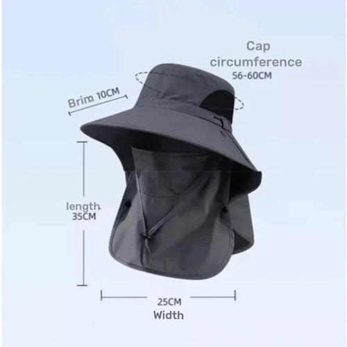 Imagen 2 del producto Sombreros de sol de verano con protección UV, gorra de pesca para caza al aire libre para hombres y mujeres, senderismo, Camping, visera, sombrero de pescador con solapa para el cuello