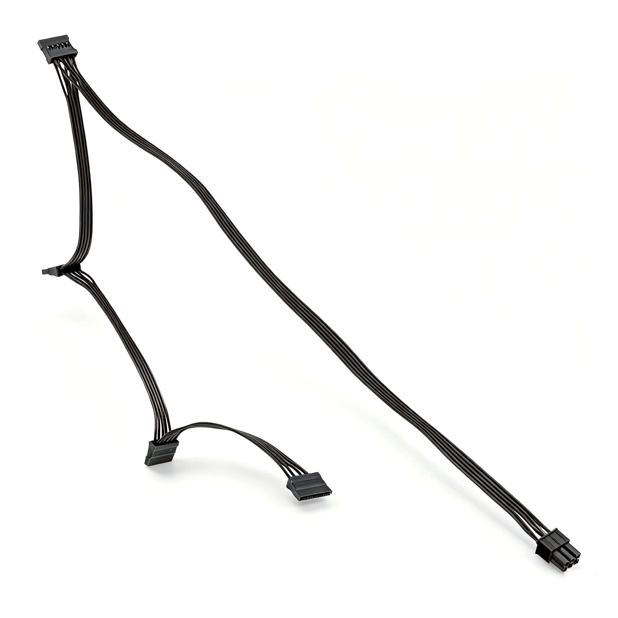 6Pin to 4x SATA Straight, HDD SSD Power Cable for Corsair RM750e, RM850e, RM1000e, RM1200e Modular Power, 50+15+15+15CM 18AWG