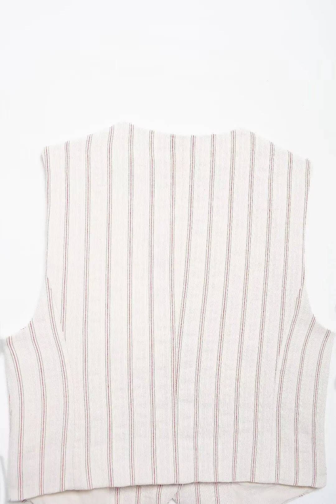 صدرية نسائية قطنية مخططة عتيقة لعام 2025 معطف نسائي أنيق بدون أكمام 3H00237