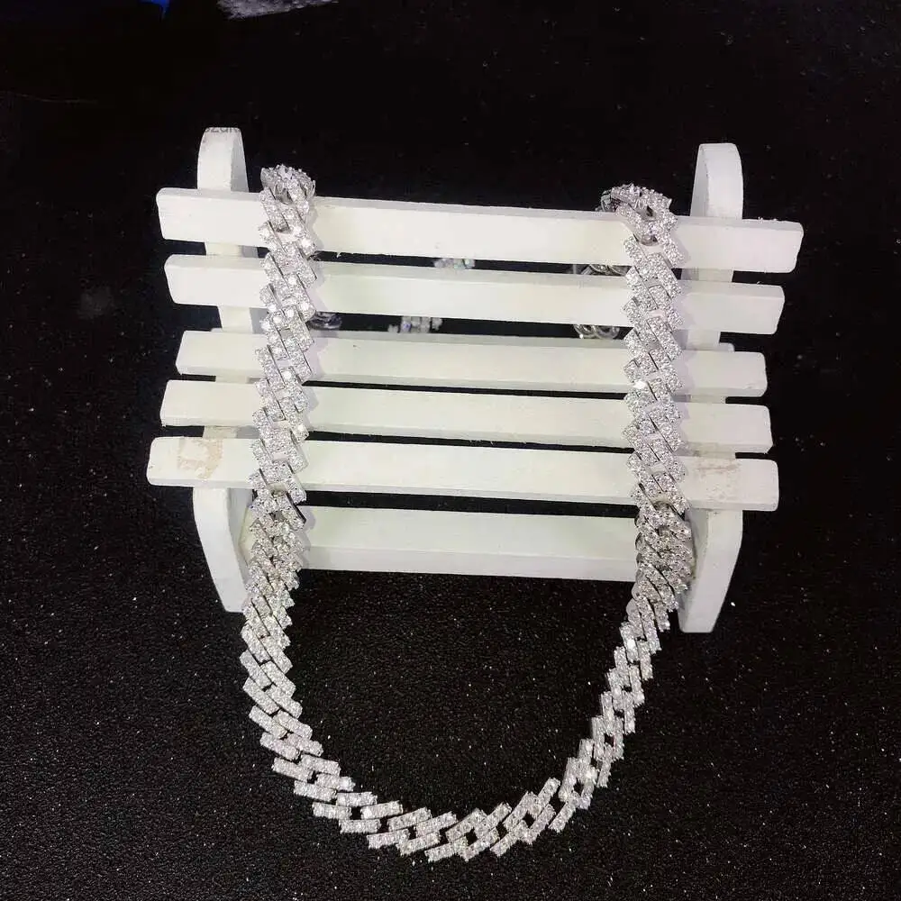 

Роскошные ювелирные изделия с бриллиантами, стерлинговое серебро 925 пробы, цвет Df, муассанит Melee, блестящая цепочка с муассанитом Iced Out