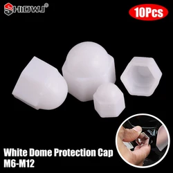 10Pcs/set M6 M8 M10 M12 White Dome Bolt Nut Protection Caps Cover Hex Hexagon Nuts Protection Cover Nuts Replacement Parts Caps