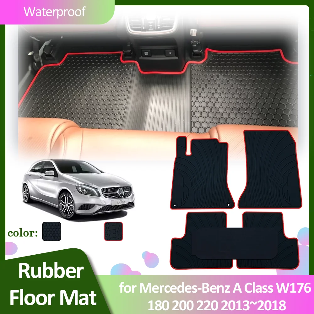 Rubber Floor Mat for Mercedes-Benz A Class W176 180 200 220 2013~2018 Foot Interior Liner Carpet Waterproof Custom Accessories