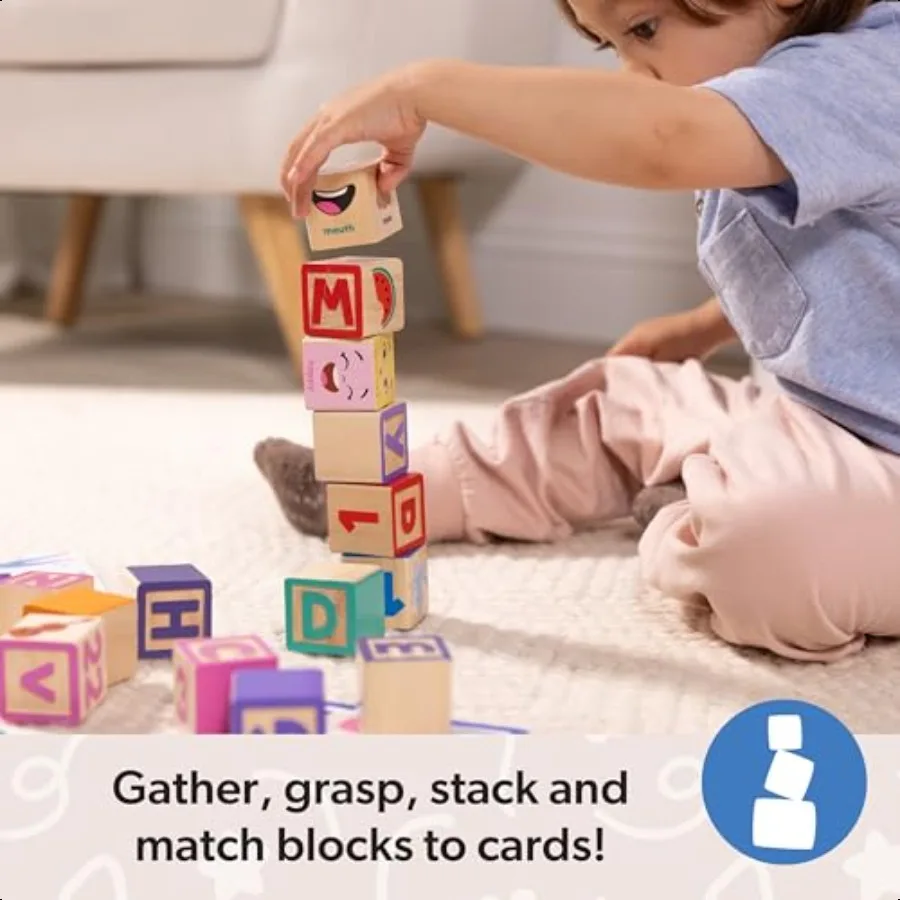 Mme Rachel Melissa Doug lettre numéro et jeu blocs d'apprentissage en bois avec cartes d'activité pour filles et garçons tout-petits âgés de 18 M