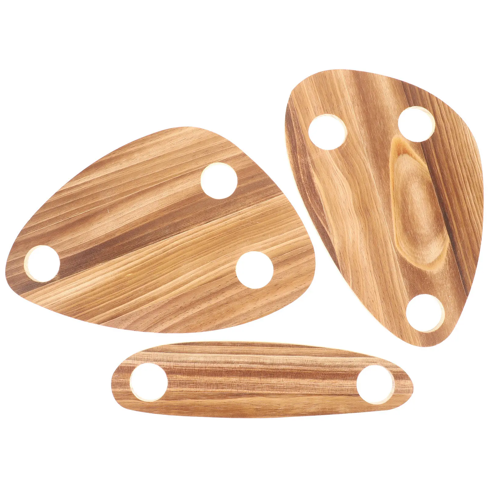 3Pcs Wine Bottle Toaster Tray Wooden Serving Board with for Bottle Neck Floating Tray Picnic Camping Party Serving