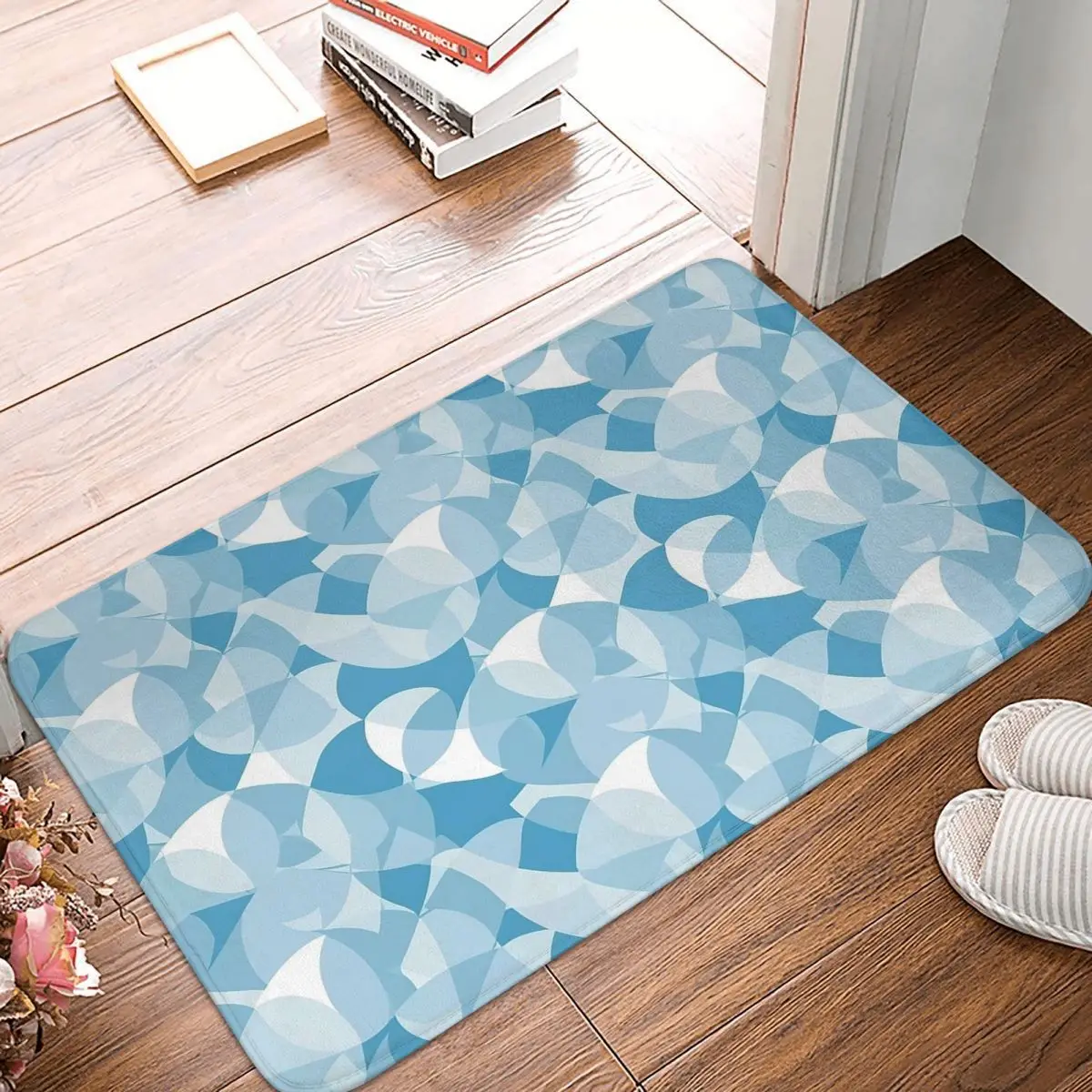 Geometric Patterns Light Blue Ver.3 Non-slip Doormat Floor Mat Carpet Rug for Kitchen Entrance Bathroom Living room Footpad Mats