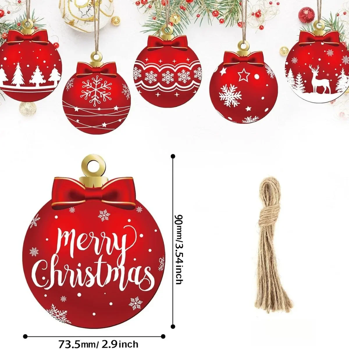 2025 Hot 24PCS /Set Christmas Ball Pendant, Wooden Pendant Christmas Decoration, Christmas Party Yard Decoration Set - view 5