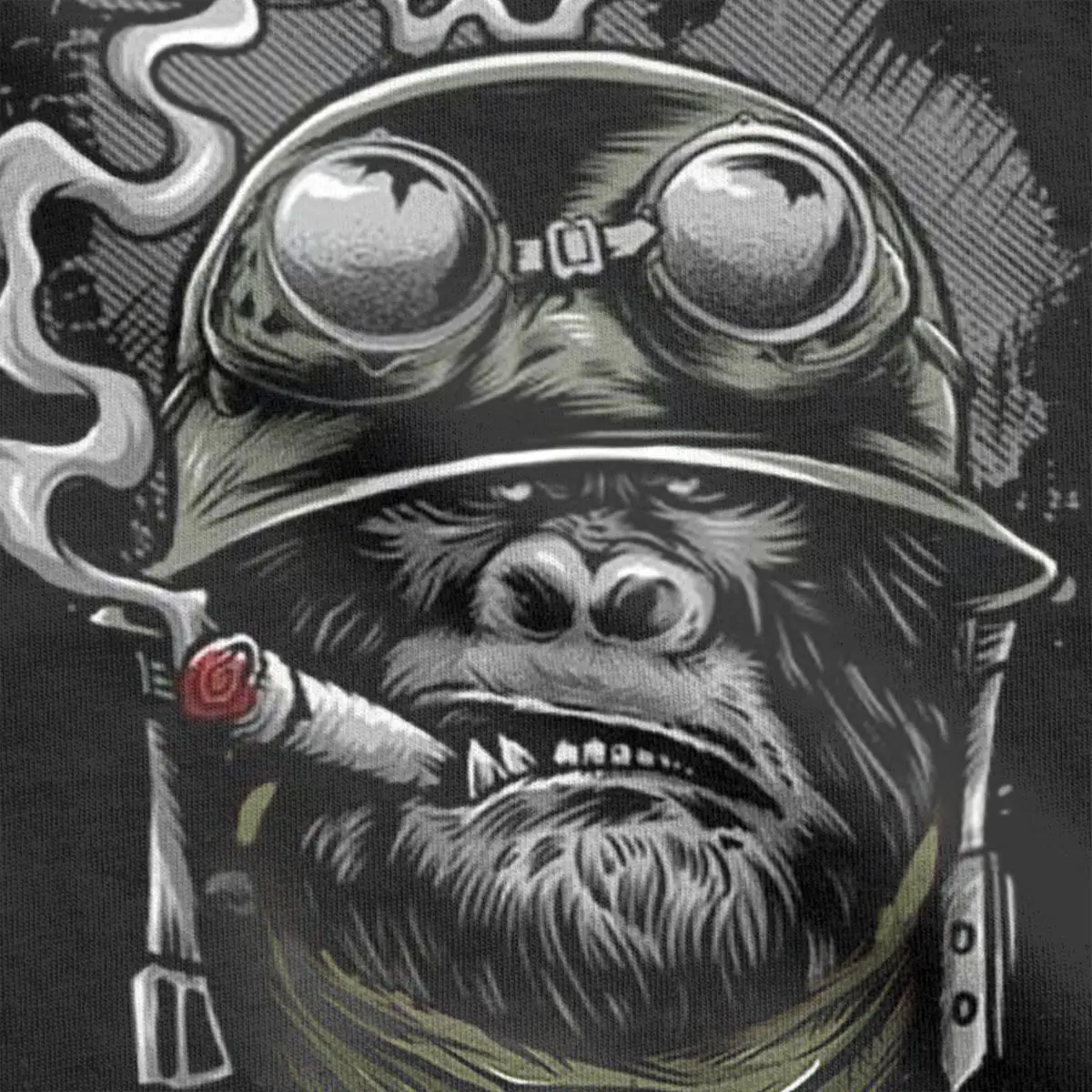 Biker T-Shirt Gorilla Monkey Motorcycle Chopper Bobber Old School T-Shirts Men Novelty Cotton Tee Shirt Round Collar Classic Top