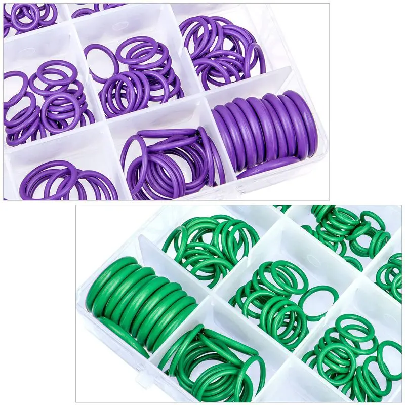 540 Pcs /18 Sizes Rubber O Rings, Green/Purple Sealing Washer Assortment Kit For Plumbing, Automotive, General Repair With Case