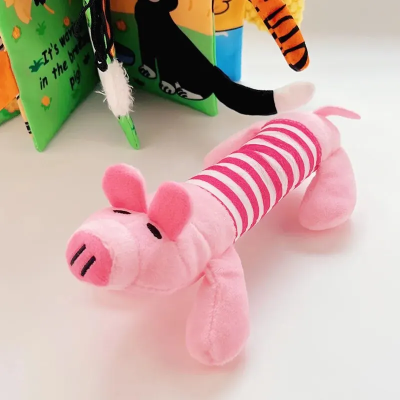 Pet Dogs, Cats, Plush Cartoon Embroidery, Bite Resistant and Stress Relieving, Ducks, Pigs, Elephants, Cute Vocalizations Toys