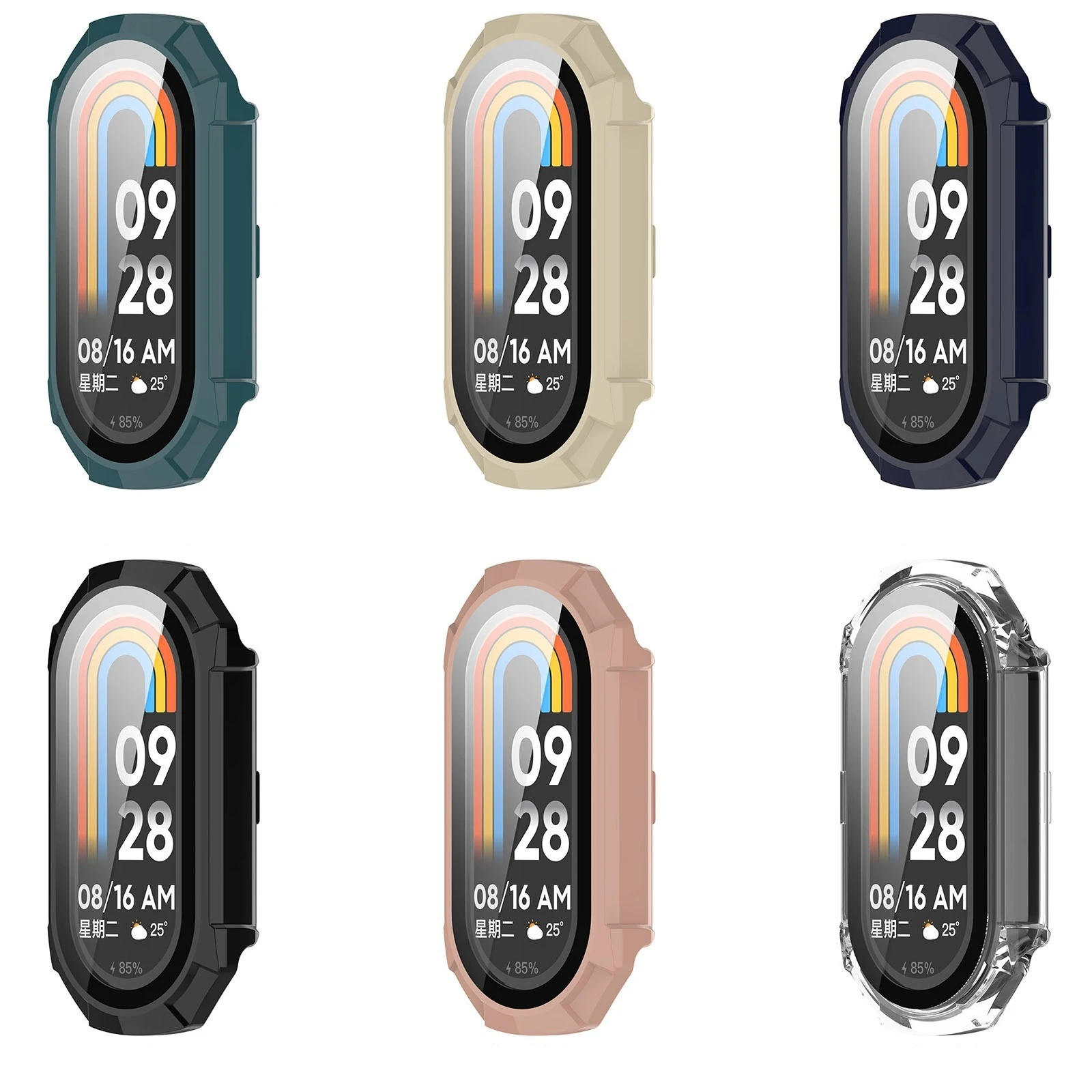 حافظة ساعة 2 في 1 بدلة طبقة حماية لهاتف Xiaomi Miband 9/10 حافظة كمبيوتر تشبه الدروع والزجاج المقسى