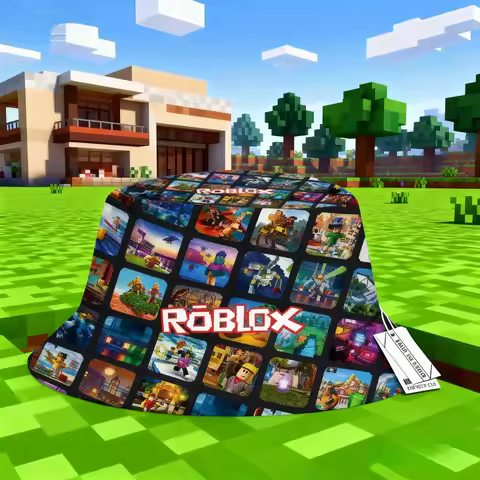 Hot ROBLOX Men's and Women's Fashion Outdoor Sun Protection Hat Cute Cartoon Anime Printed Casual Versatile Fisherman's Hat