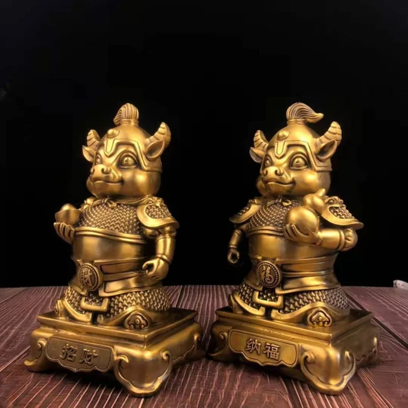 Guyunzhai Brass Zodiac Crafts Copper Year Great Fortune Decoration Cattle Door God Home Furnishings