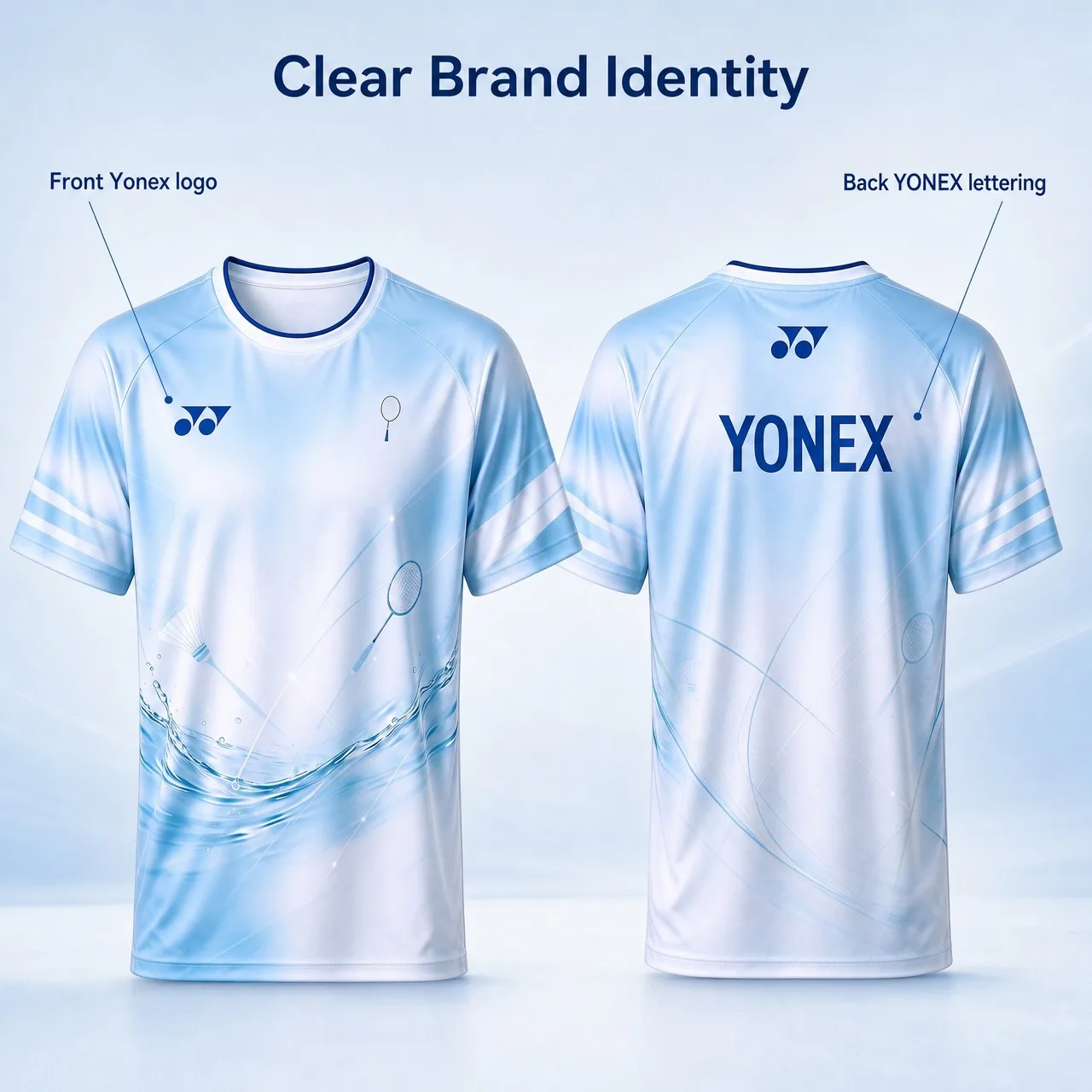 YONEX Quick Dry Badminton Jersey For Men Women Water Wave Racket Print Round Neck Court Game Sport T-Shirt
