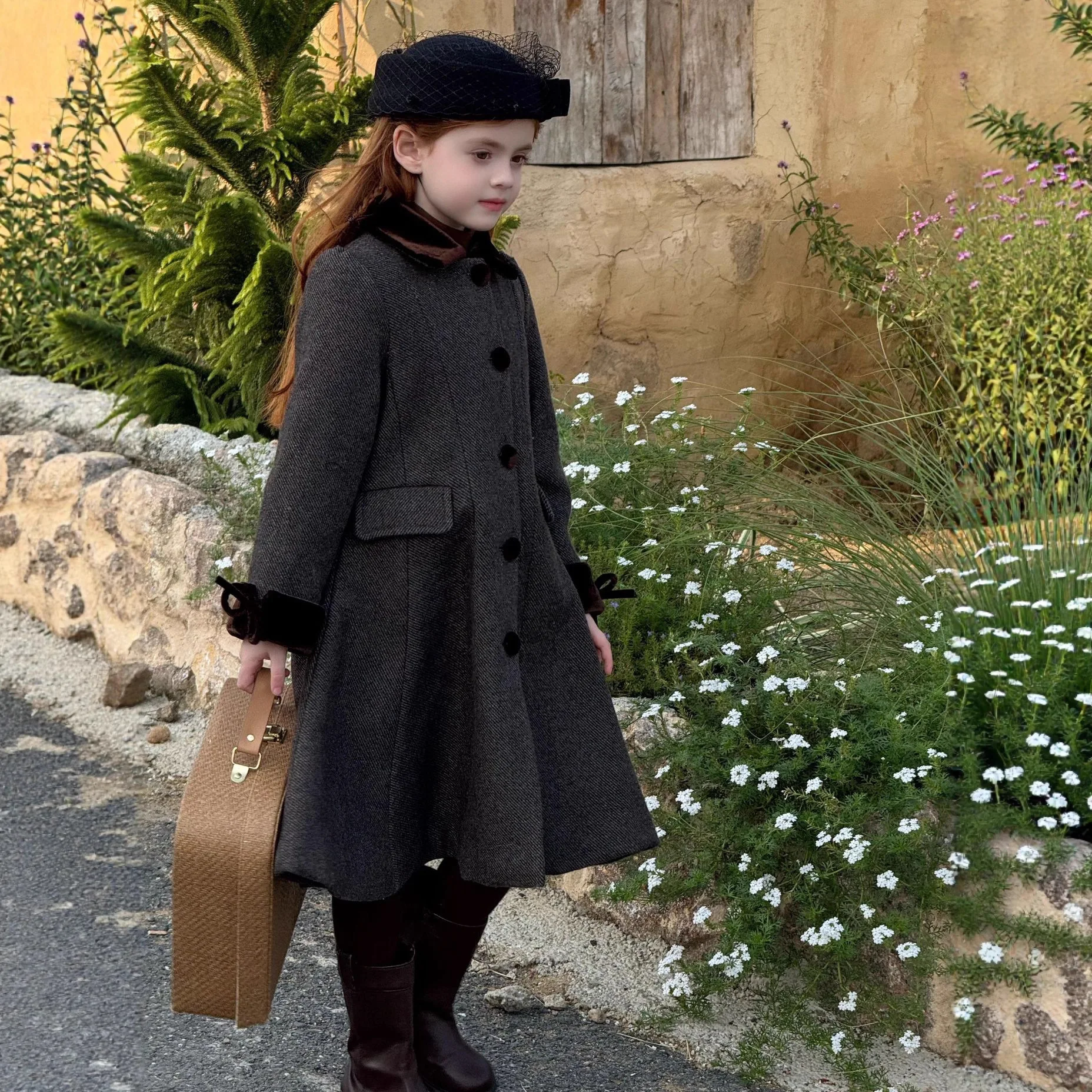 معطف الفتيات 2025 الخريف والشتاء ملابس الأطفال الجديدة الكورية نمط فتاة طفل الموضة مزاجه الصوف معطف طويل بسيط #2