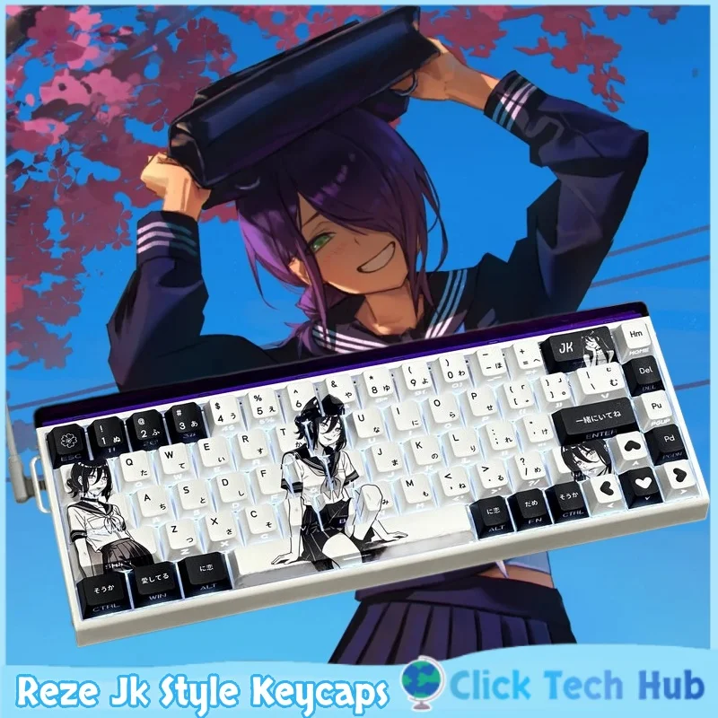 

Кейкапы Chainsaw Man Reze в стиле JK, тематические аниме-кейкапы, 100 шт., PBT, с боковой гравировкой, для механических клавиатур с магнитными переключателями, кастомные