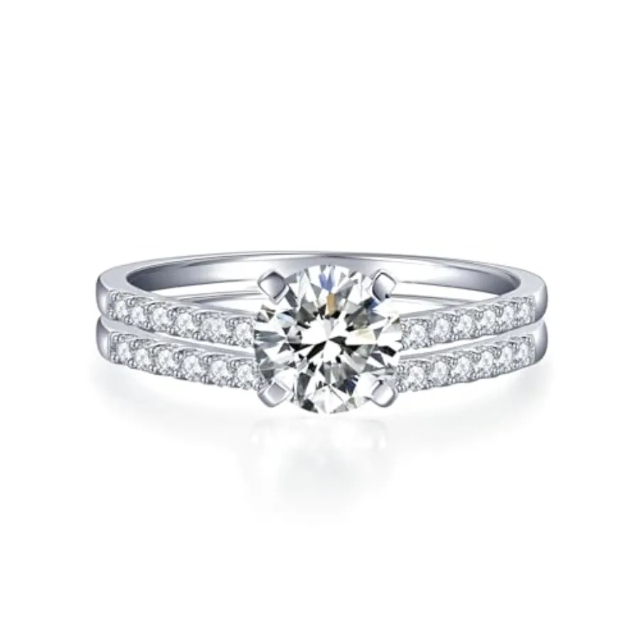 

Moissanite Engagement Ring for Women Solitaire Rings with 18K White Gold Plated D Dolor Sterling Silver Engagement Ring for Wom