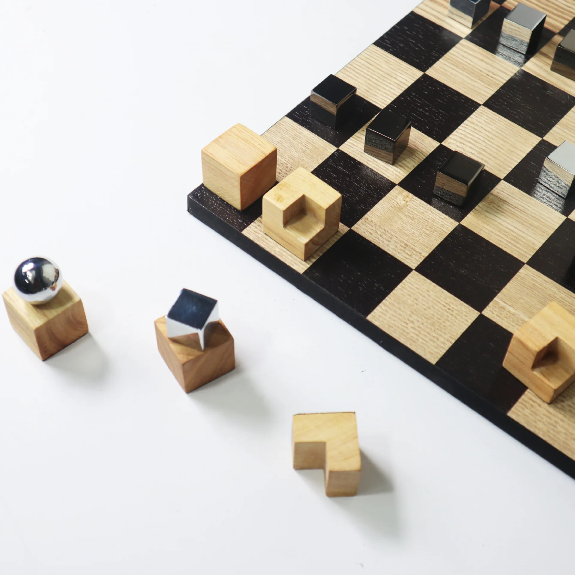 Nordic Modern Abstract Chess Set with Wooden Board | Decorative & Playable thumbnail 6