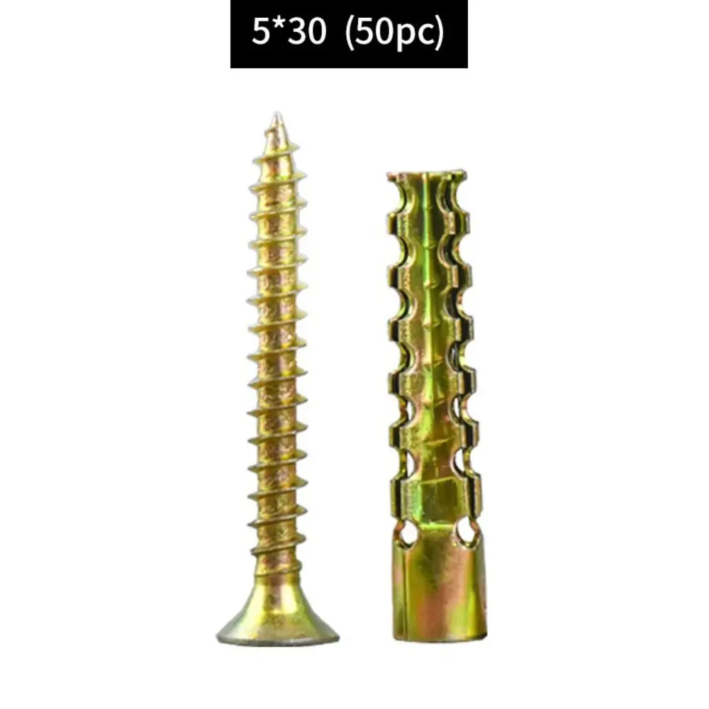 Tree Shaped Expansion Screw Serrated 5*30/6*32 Self Tapping Screws Heavy Duty Carbon Steel Metal Expansion Tube Plaster Wall