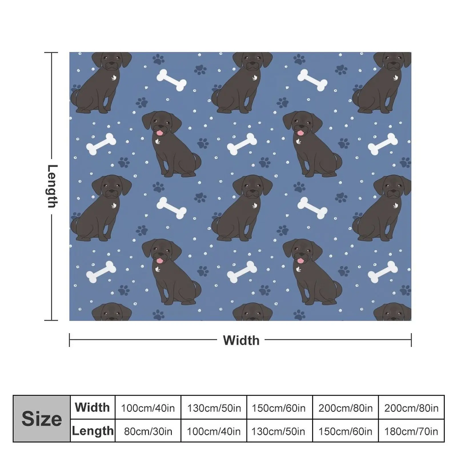 Cute Black Puggle Dog Throw Blanket Designers Decoratives Blankets