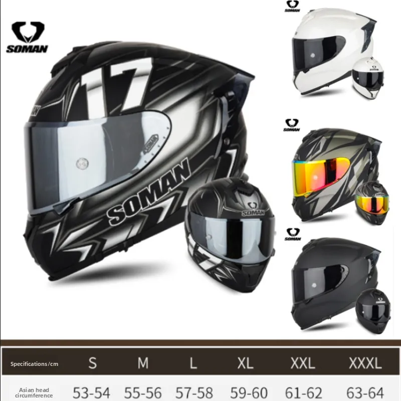 

SOMAN SM961S мотоциклетный шлем, сертифицированный DOT, двойной трековый гоночный антибликовый шлем Casco Color Len Riding Capacete, мотоциклетный шлем