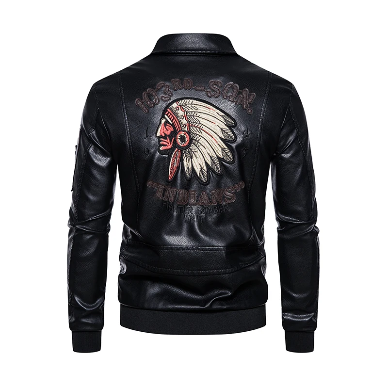 PU leather jacket men\'s spring and autumn outdoor motorcycle riding racing suit fashionable windproof and waterproof top